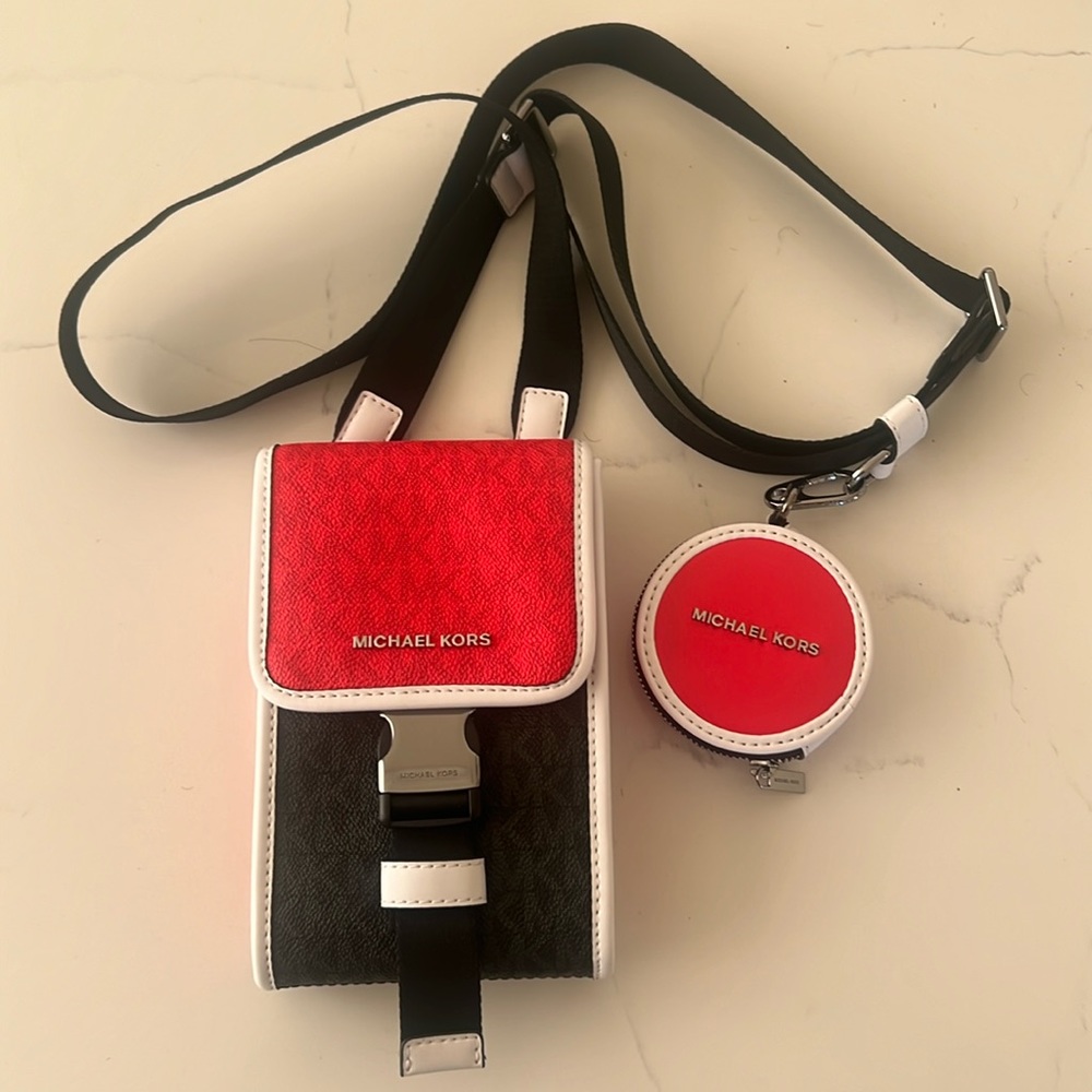 MICHAEL KORS colorblock phone crossbody with round pouch